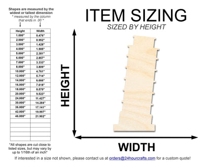 Unfinished Wood Leaning Tower of Pisa Shape | DIY Craft Cutout | up to 46" DIY - NameSigns.com