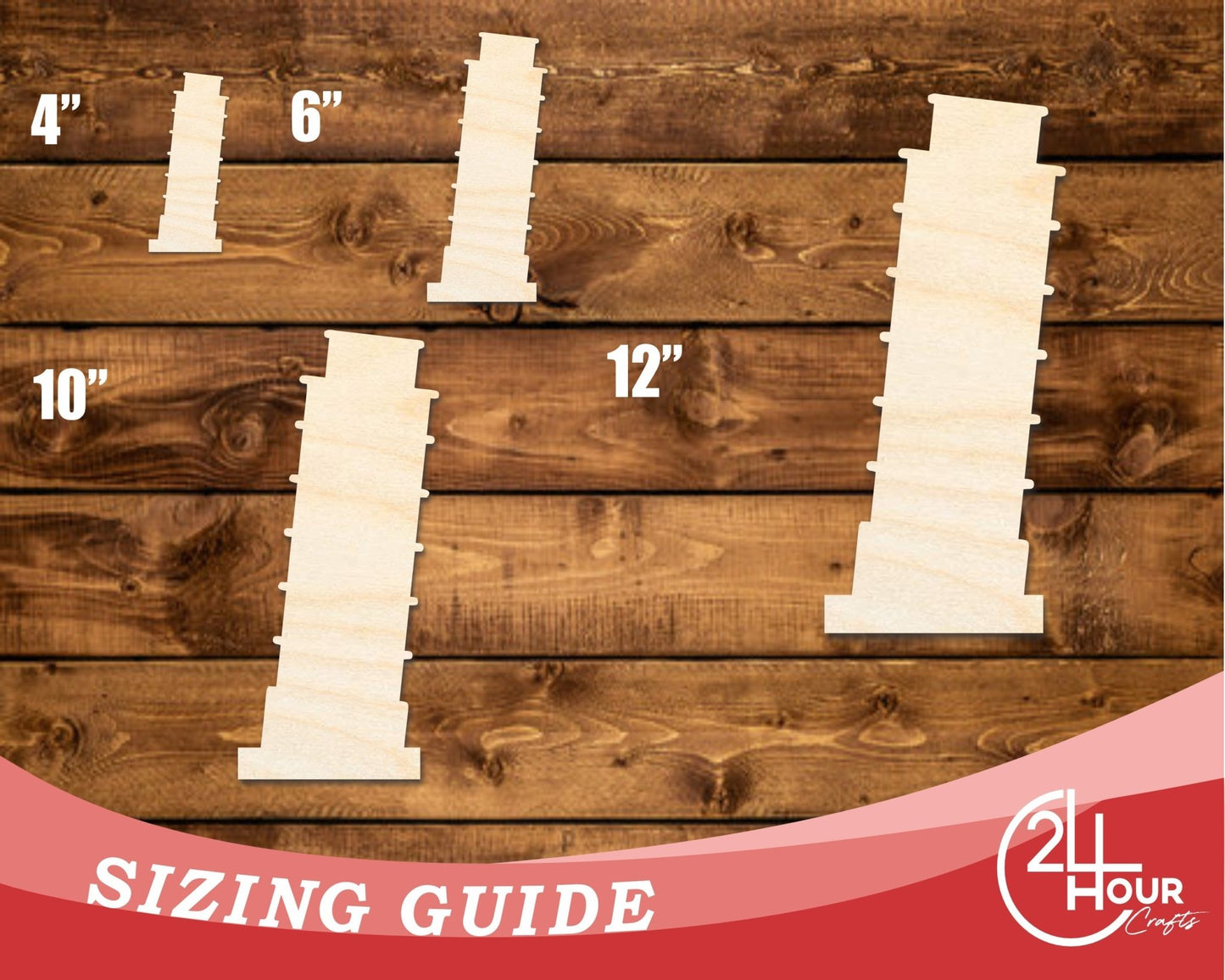 Unfinished Wood Leaning Tower of Pisa Shape | DIY Craft Cutout | up to 46" DIY - NameSigns.com