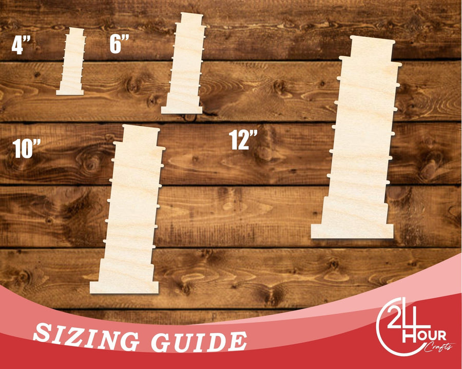 Unfinished Wood Leaning Tower of Pisa Shape | DIY Craft Cutout | up to 46" DIY - NameSigns.com