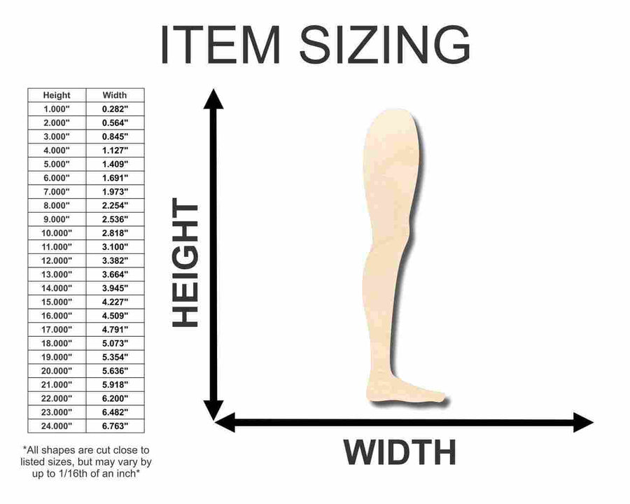 Unfinished Wood Leg Shape - Craft - up to 46" DIY - NameSigns.com