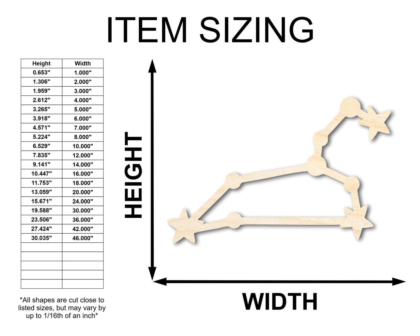 Unfinished Wood Leo Constellation Shape - Zodiac Craft - up to 46" - NameSigns.com