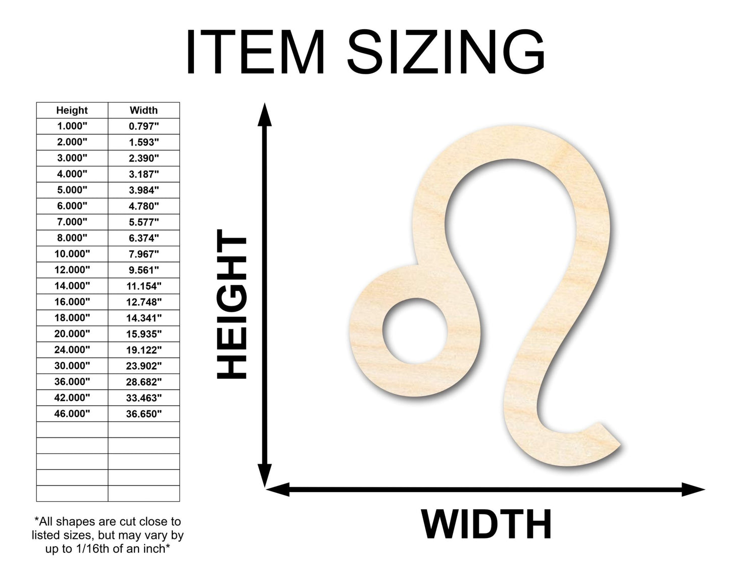 Unfinished Wood Leo Sign Shape - Zodiac Craft - up to 46" - NameSigns.com