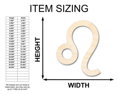 Unfinished Wood Leo Sign Shape - Zodiac Craft - up to 46" - NameSigns.com