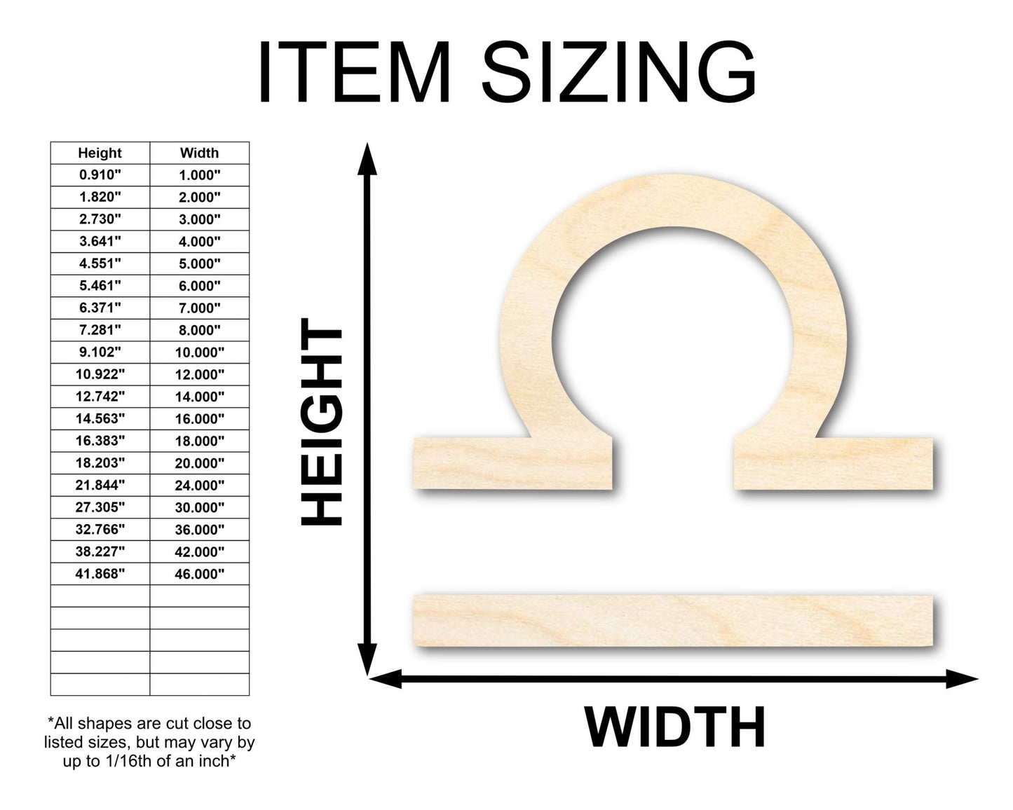 Unfinished Wood Libra Sign Shape - Zodiac Craft - up to 46" - NameSigns.com