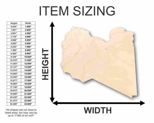 Unfinished Wood Libya Shape - Country - Craft - up to 46" DIY - NameSigns.com