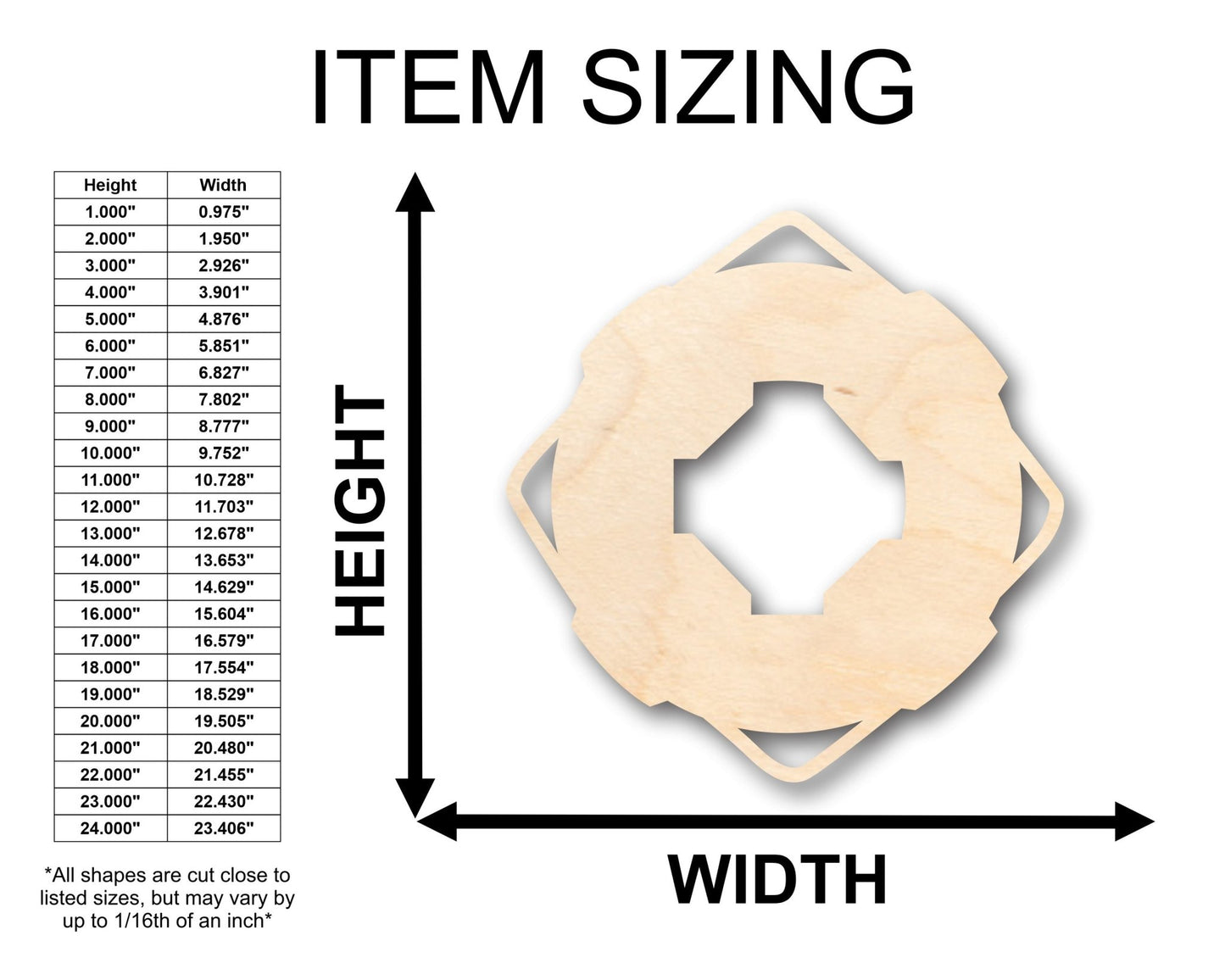 Unfinished Wood Lifesaver Shape - Craft - up to 46" DIY - NameSigns.com