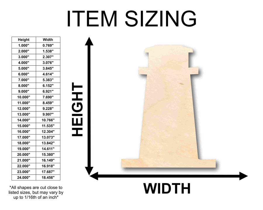 Unfinished Wood Light House Silhouette - Craft - up to 46" DIY - NameSigns.com