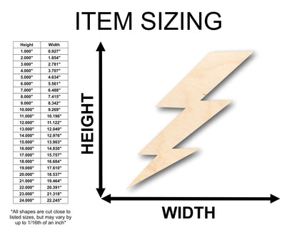 Unfinished Wood Lightening Bolt Shape - Craft - up to 46" DIY - NameSigns.com