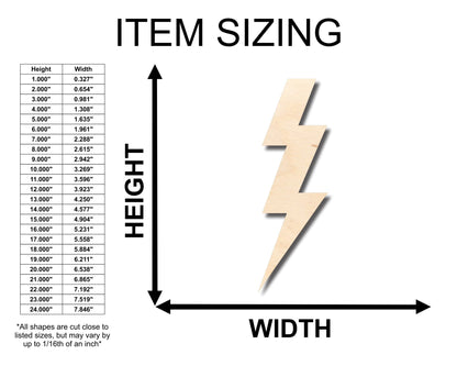 Unfinished Wood Lightening Bolt Shape - Craft - up to 46" DIY - NameSigns.com