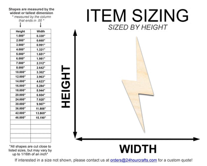 Unfinished Wood Lightning Bolt Shape | DIY Craft Cutout | up to 46" DIY - NameSigns.com