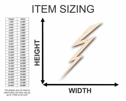 Unfinished Wood Lightning Shape - Weather - Craft - up to 46" DIY - NameSigns.com