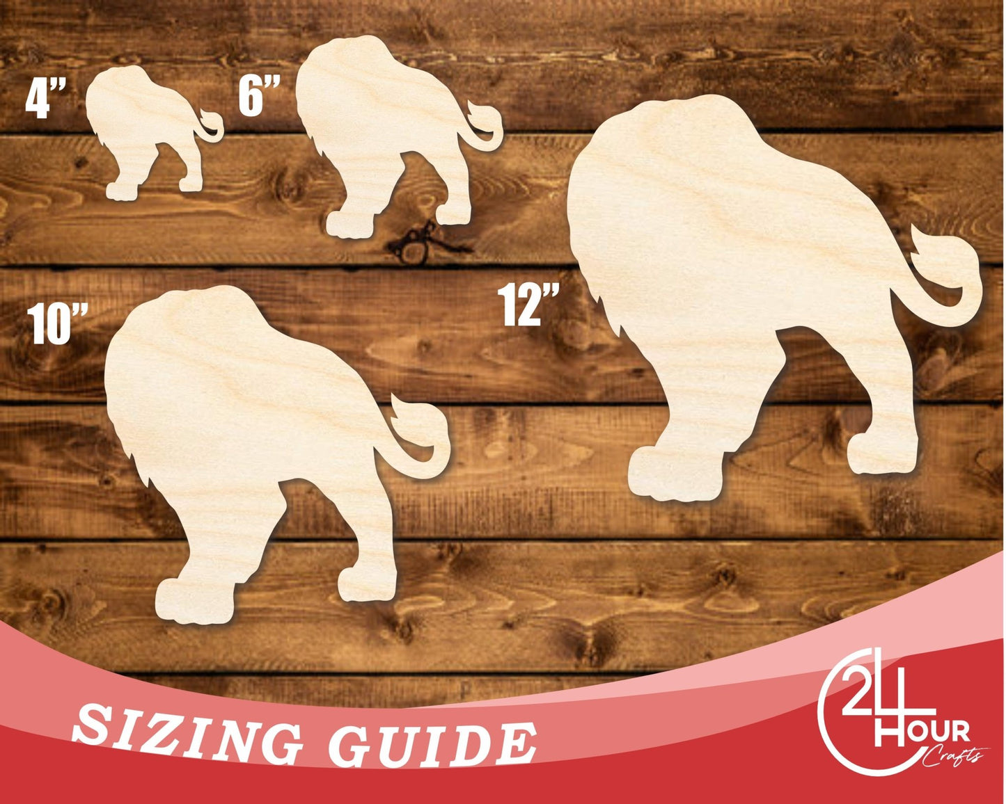 Unfinished Wood Lion Mascot Shape | DIY Craft Cutout | up to 46" DIY - NameSigns.com