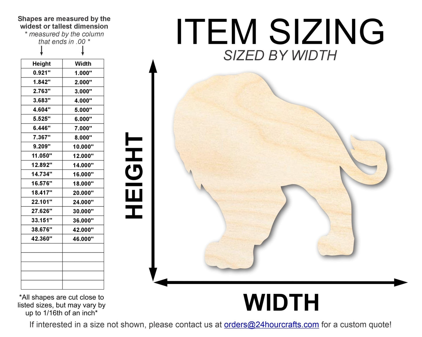 Unfinished Wood Lion Mascot Shape | DIY Craft Cutout | up to 46" DIY - NameSigns.com