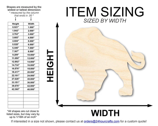 Unfinished Wood Lion Mascot Shape | DIY Craft Cutout | up to 46" DIY - NameSigns.com
