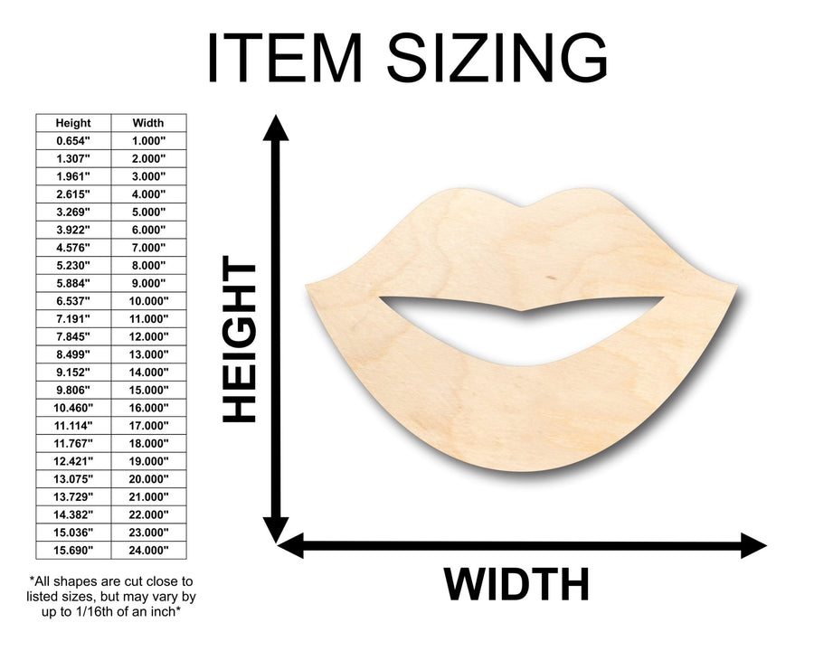Unfinished Wood Lips Shape - Craft - up to 46" DIY - NameSigns.com