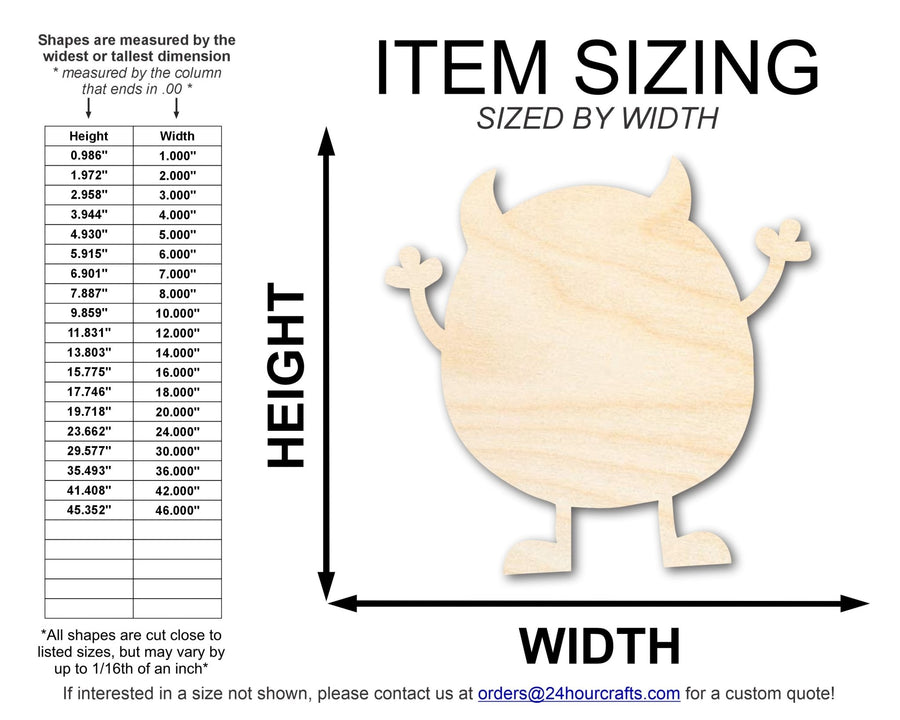 Unfinished Wood Little Monster Shape | DIY Craft Cutout | up to 46" DIY - NameSigns.com