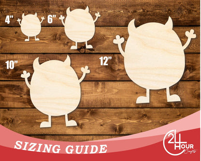 Unfinished Wood Little Monster Shape | DIY Craft Cutout | up to 46" DIY - NameSigns.com