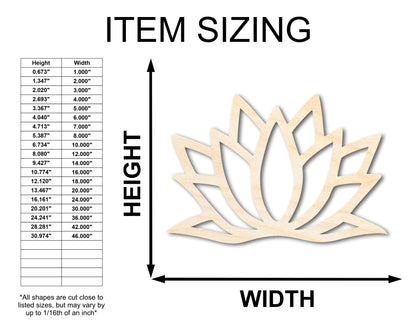 Unfinished Wood Lotus Flower Shape - Craft - up to 46" - NameSigns.com