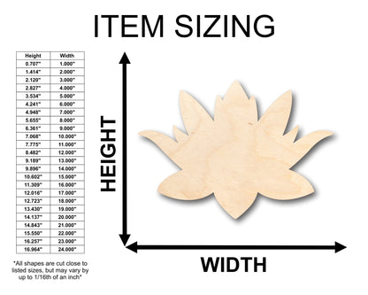 Unfinished Wood Lotus Flower Shape - Craft - up to 46" DIY - NameSigns.com