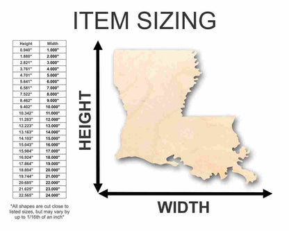 Unfinished Wood Louisiana Shape - State - Craft - up to 46" DIY - NameSigns.com