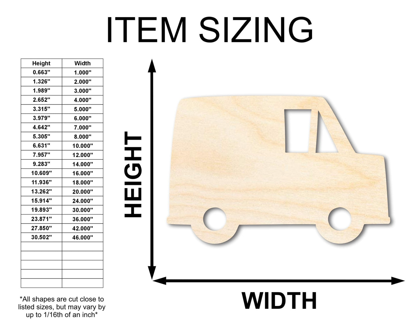 Unfinished Wood Mail Truck Shape | Craft Cutout | up to 46" DIY - NameSigns.com