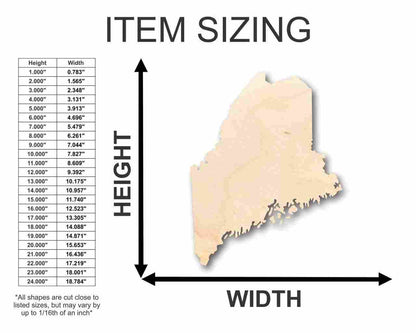 Unfinished Wood Maine Shape - State - Craft - up to 46" DIY - NameSigns.com