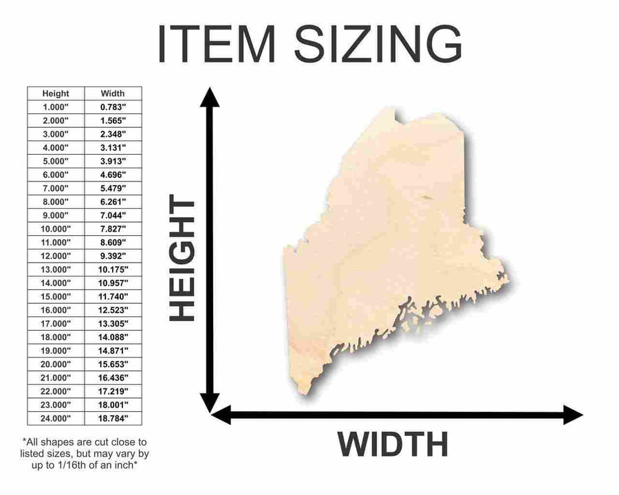 Unfinished Wood Maine Shape - State - Craft - up to 46" DIY - NameSigns.com
