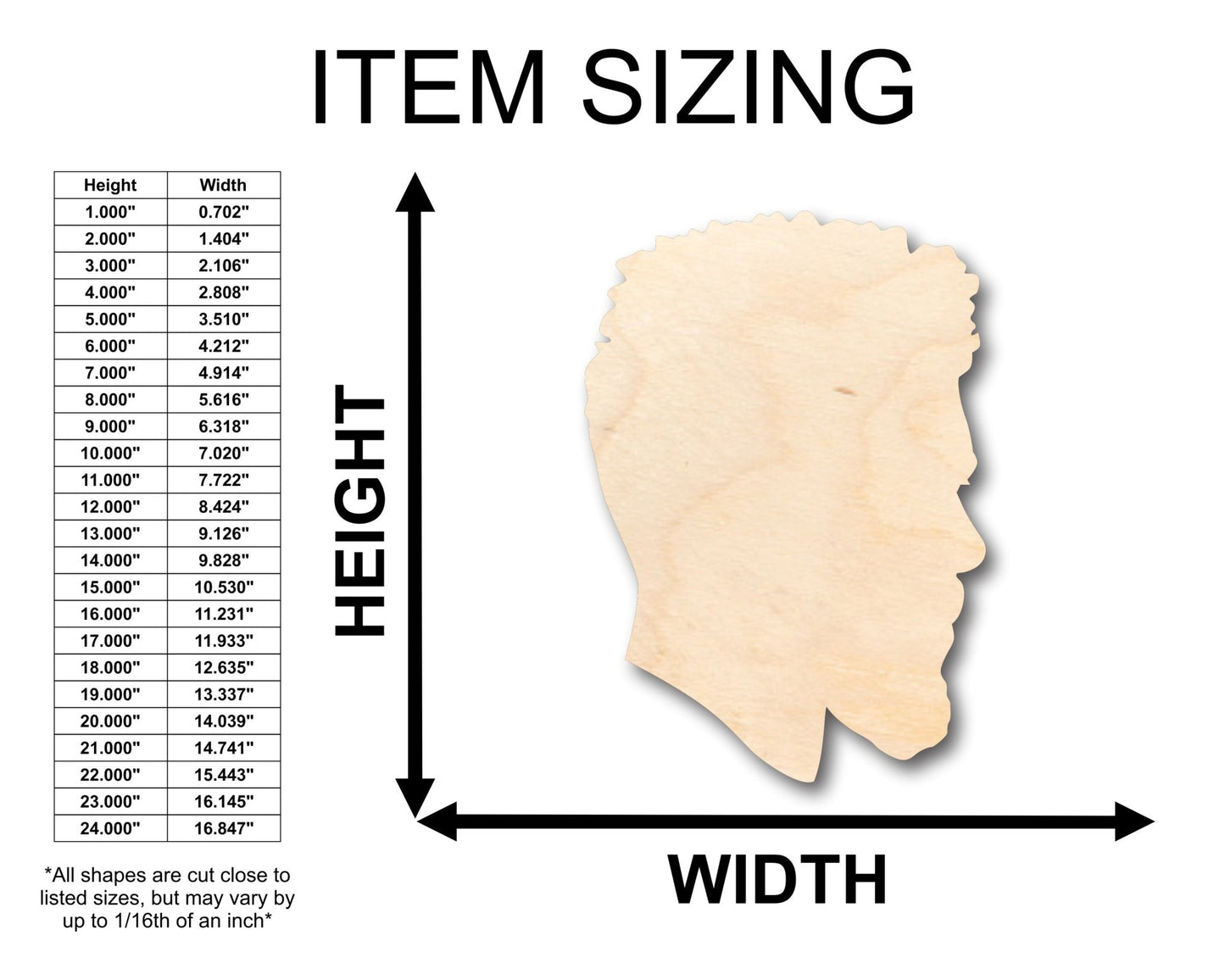 Unfinished Wood Male Mannequin Head Shape - Craft - up to 46" DIY - NameSigns.com