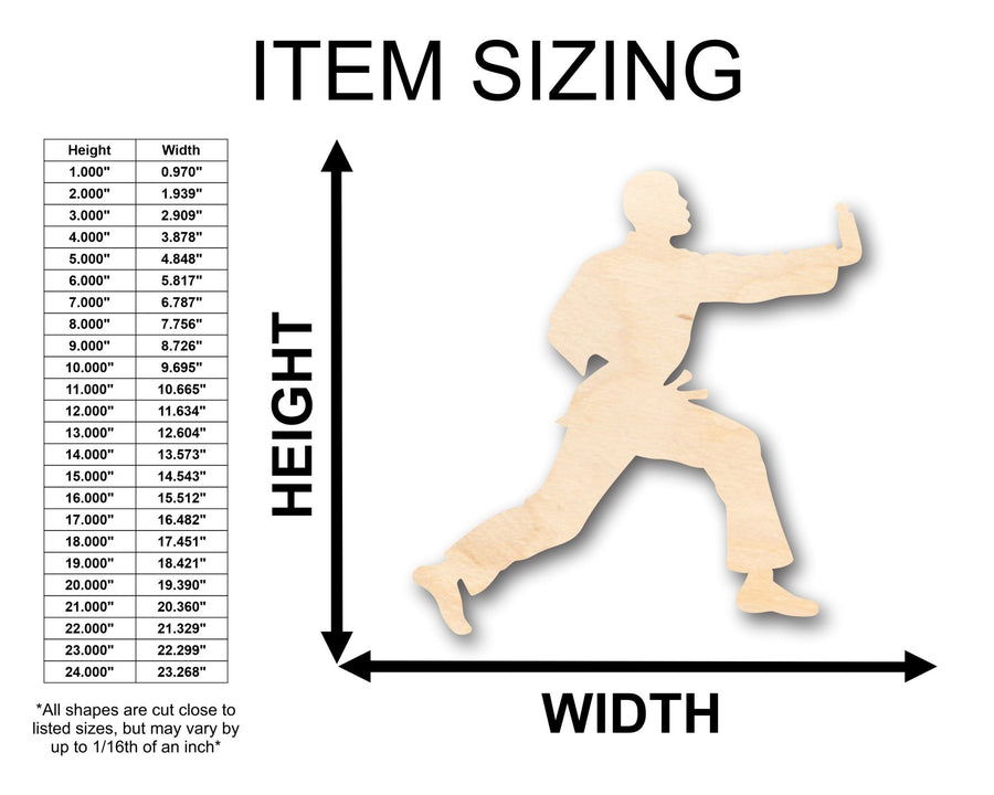 Unfinished Wood Male Martial Arts Karate Shape - Craft - up to 46" DIY - NameSigns.com