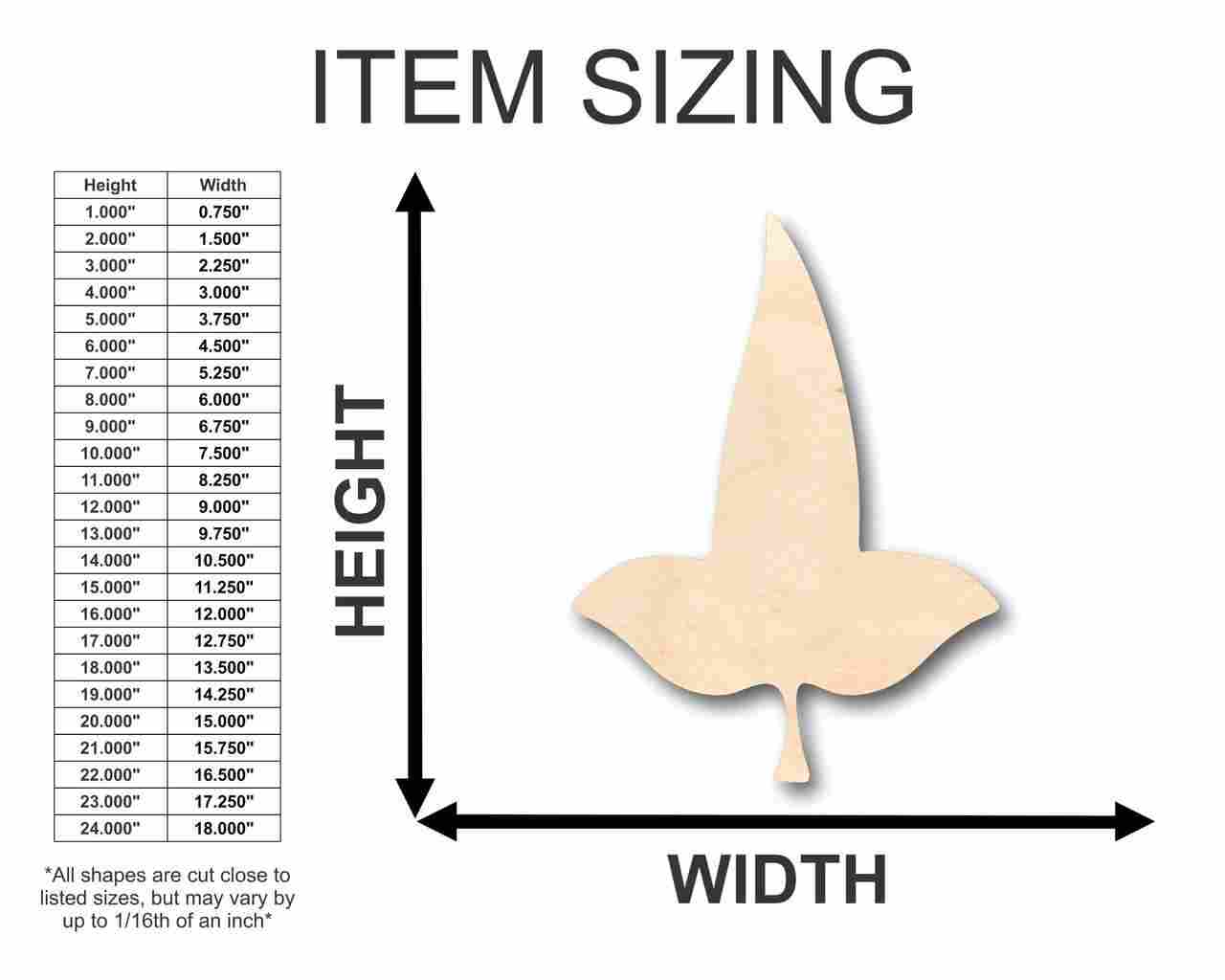 Unfinished Wood Mallorn Leaf Shape - Fall - Craft - up to 46" DIY - NameSigns.com