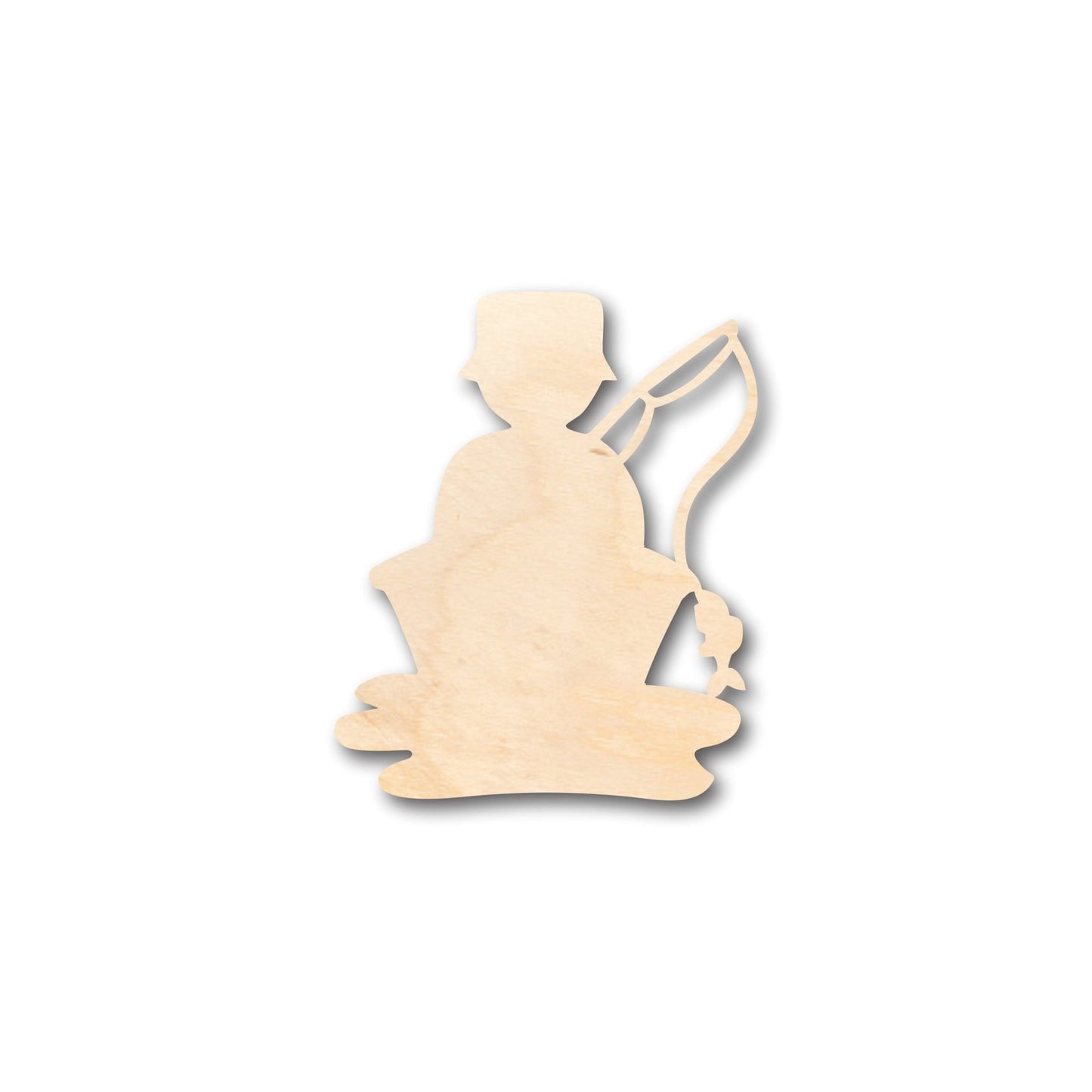 Unfinished Wood Man Fishing Shape - Craft - up to 46" DIY - NameSigns.com
