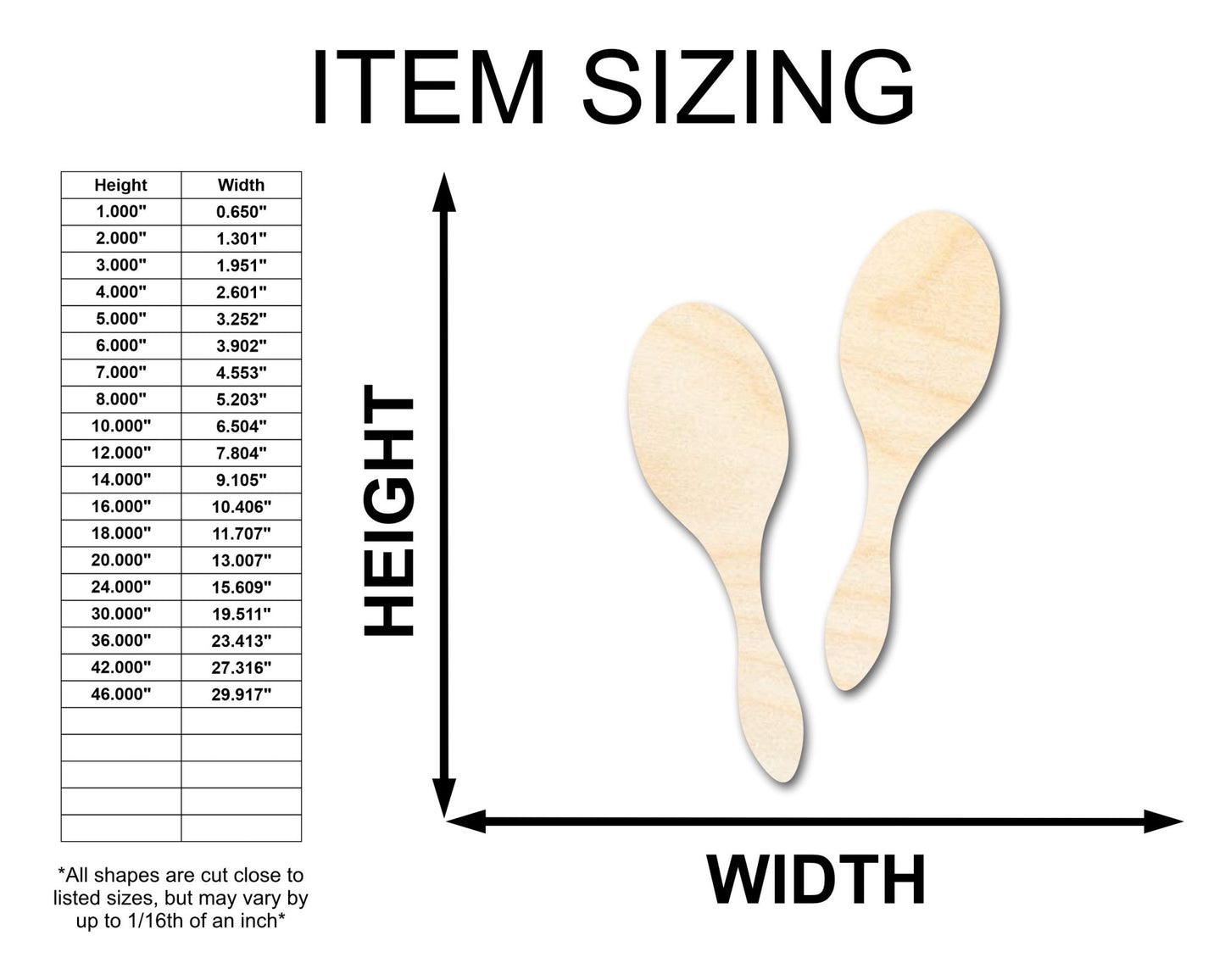 Unfinished Wood Maracas Shape - Craft - up to 46" DIY - NameSigns.com