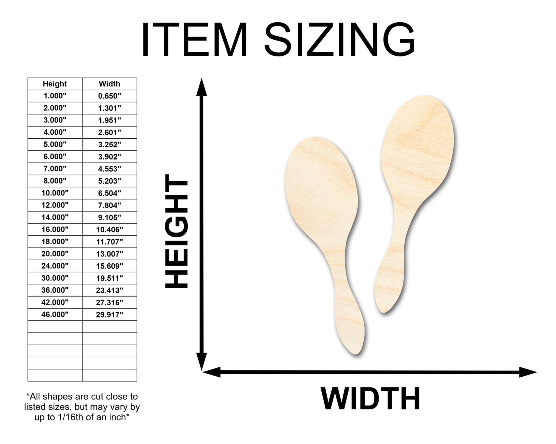 Unfinished Wood Maracas Shape - Craft - up to 46" DIY - NameSigns.com