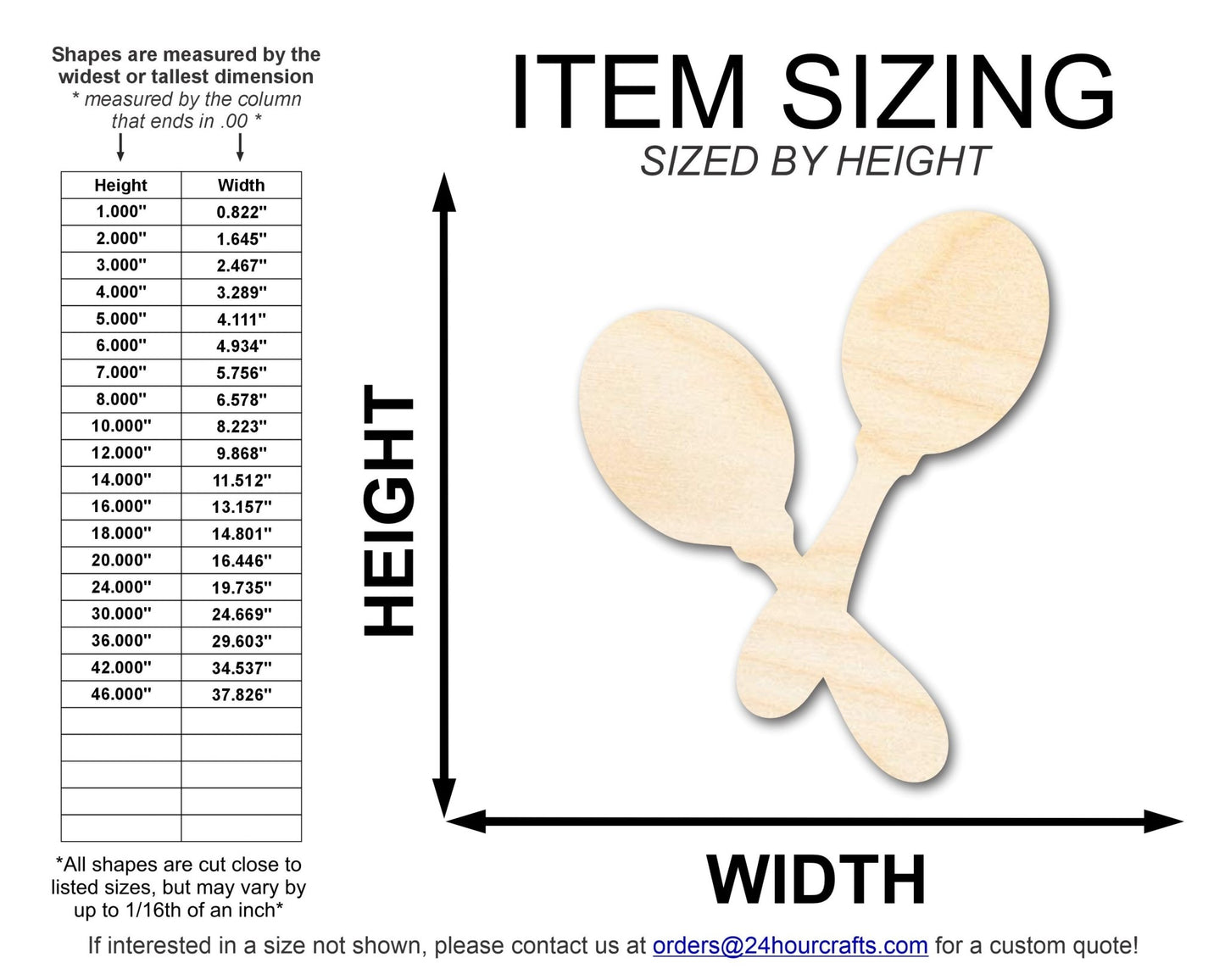 Unfinished Wood Maracas Shape | DIY Mariachi Craft Cutout | up to 46" DIY - NameSigns.com