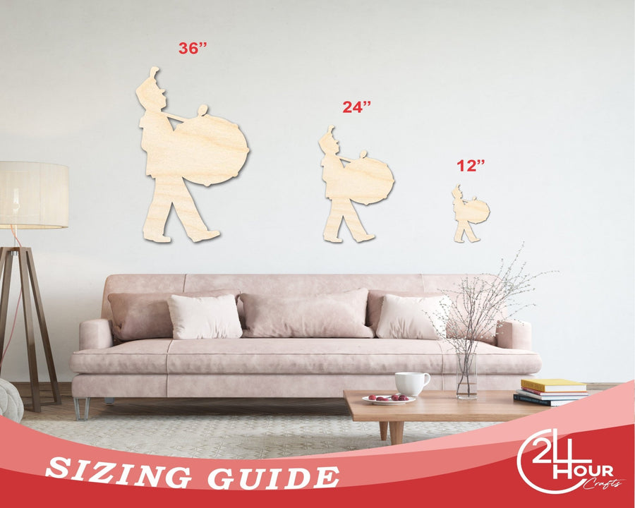 Unfinished Wood Marching Band Drumline Silhouette | DIY Band Craft Cutout | up to 46" DIY - NameSigns.com