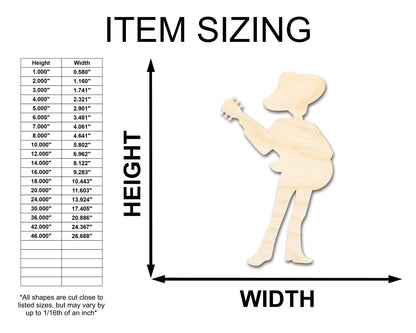 Unfinished Wood Mariachi Guitar Player Shape - Craft - up to 46" - NameSigns.com