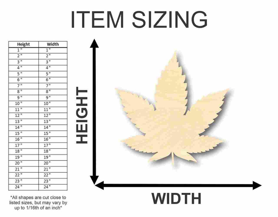 Unfinished Wood Marijuana Leaf Shape - Cannabis - Pot - Leaves - Craft - up to 46" DIY - NameSigns.com