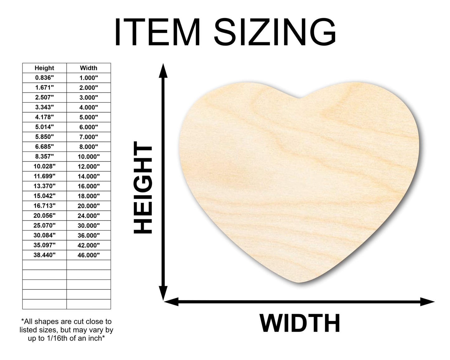 Unfinished Wood Marshmallow Heart Silhouette - Craft - up to 46" DIY - NameSigns.com