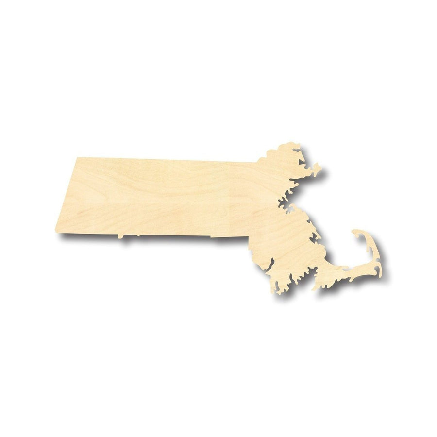 Unfinished Wood Massachusetts Shape - State - Craft - up to 46" DIY - NameSigns.com