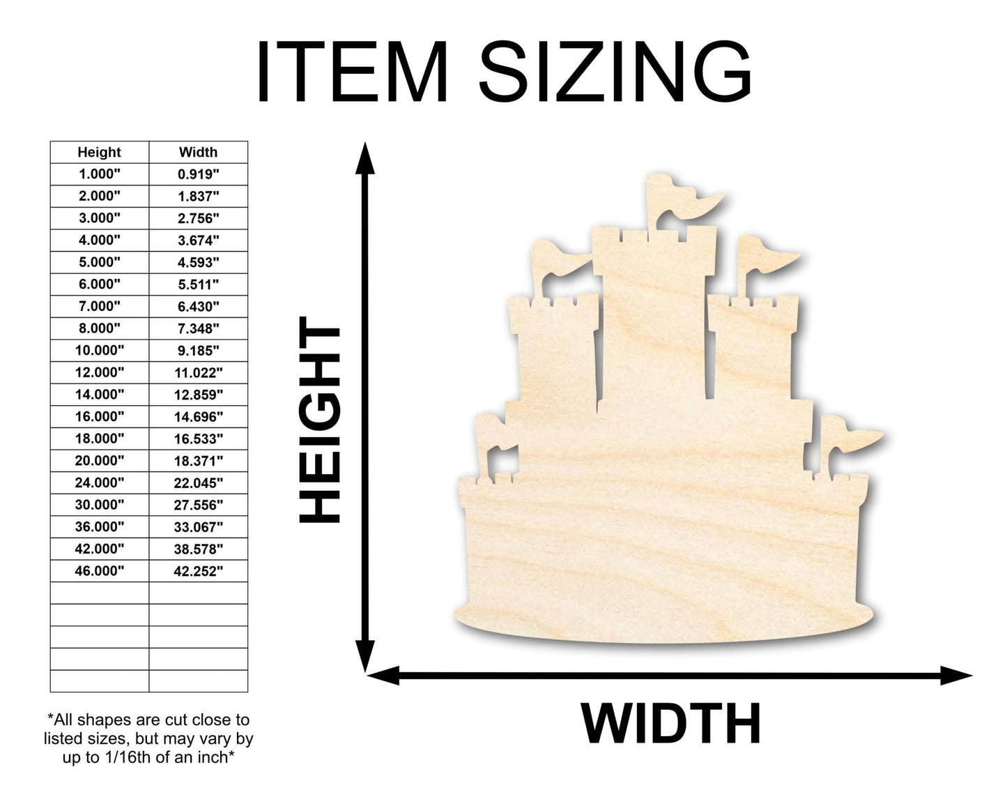 Unfinished Wood Medieval Castle Silhouette - History Craft - up to 46" DIY - NameSigns.com