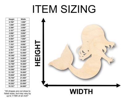 Unfinished Wood Mermaid Kid Young Cute Baby Shape - Craft - up to 46" DIY - NameSigns.com