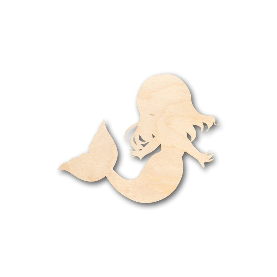 Unfinished Wood Mermaid Kid Young Cute Baby Shape - Craft - up to 46" DIY - NameSigns.com