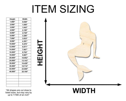Unfinished Wood Mermaid Silhouette | DIY Craft Cutout | up to 46" DIY - NameSigns.com