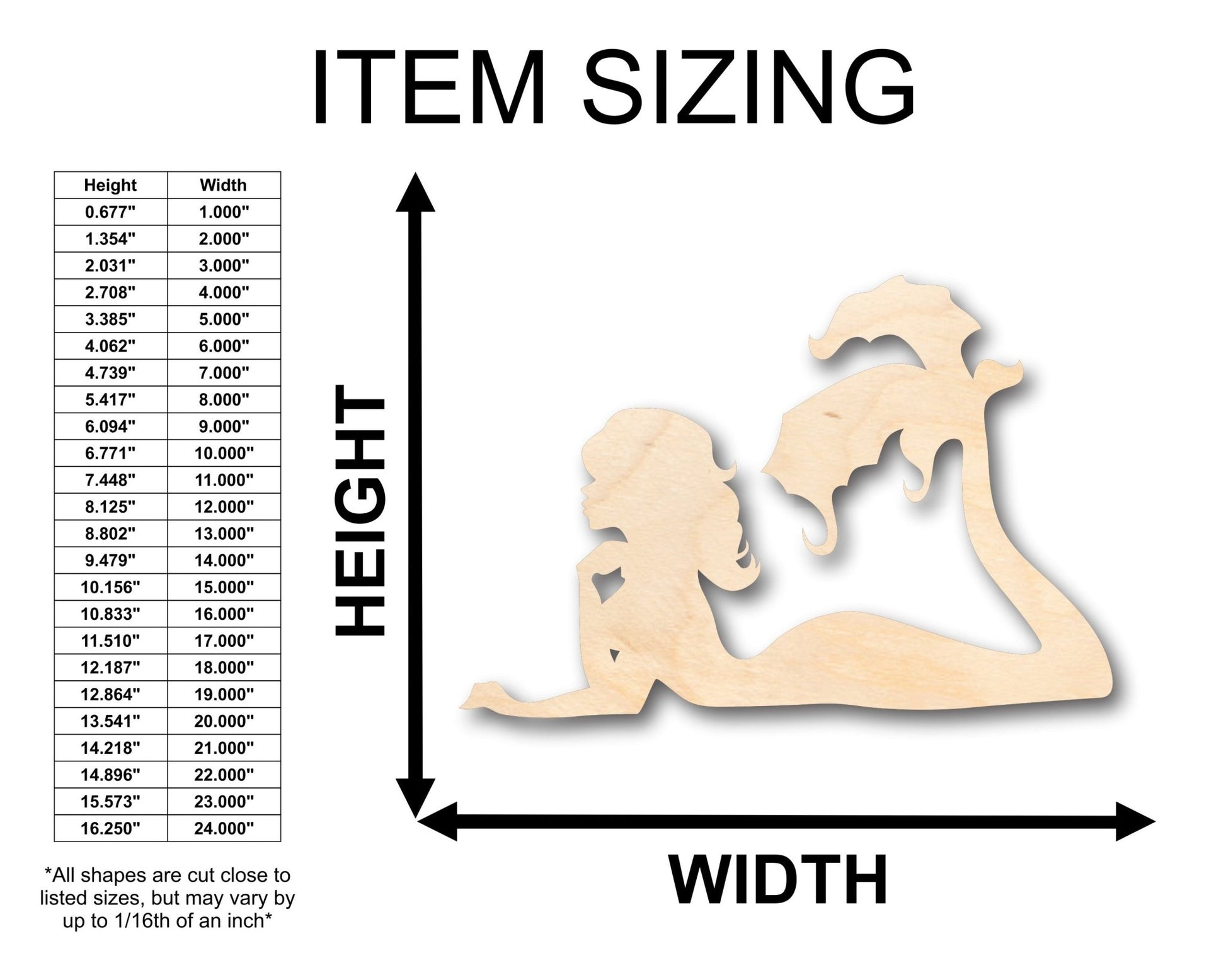 Unfinished Wood Mermaid Siren Shape - Craft - up to 46" DIY - NameSigns.com