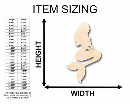 Unfinished Wood Mermaid Siren Silhouette - Craft - up to 46" DIY - NameSigns.com