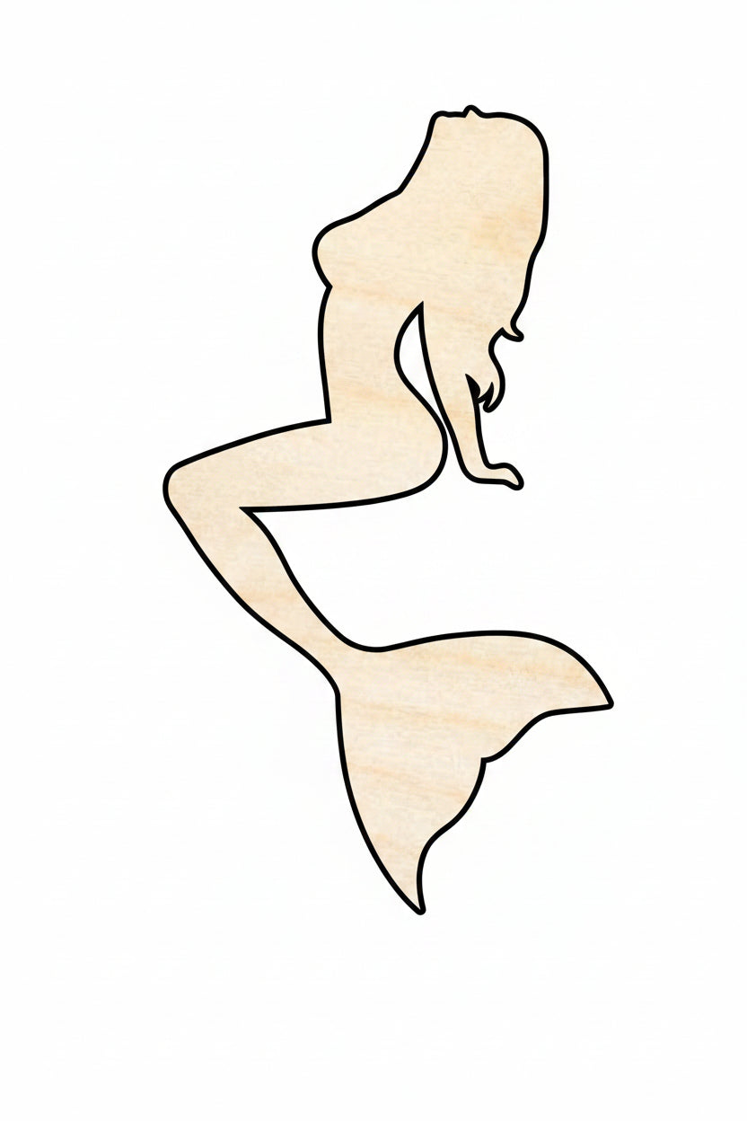 Unfinished Wood Mermaid Siren Silhouette - Craft - up to 46" DIY - NameSigns.com