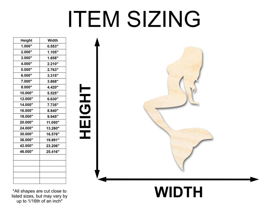 Unfinished Wood Mermaid Siren Silhouette - Craft - up to 46" DIY - NameSigns.com
