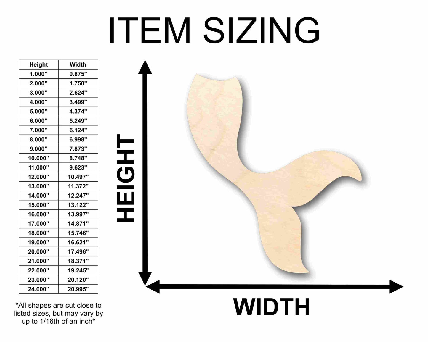 Unfinished Wood Mermaid Tail Siren Silhouette - Craft - up to 46" DIY - NameSigns.com