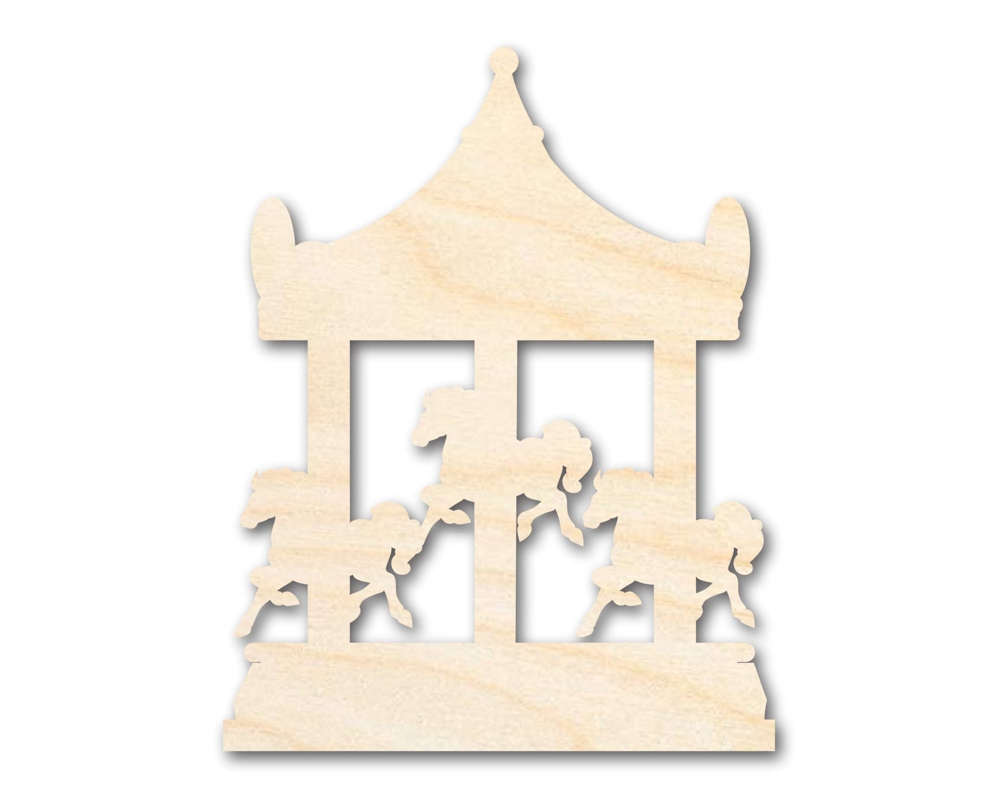 Unfinished Wood Merry - Go - Round Shape | Carousel Craft | Amusement Park | Craft Cutout | up to 46" DIY - NameSigns.com