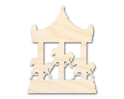 Unfinished Wood Merry - Go - Round Shape | Carousel Craft | Amusement Park | Craft Cutout | up to 46" DIY - NameSigns.com